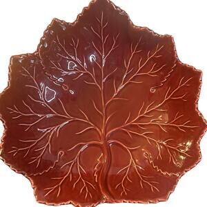 Vintage Olfaire Majolica Leaf Bowl Portuguese earthenware from 1970s P 4670